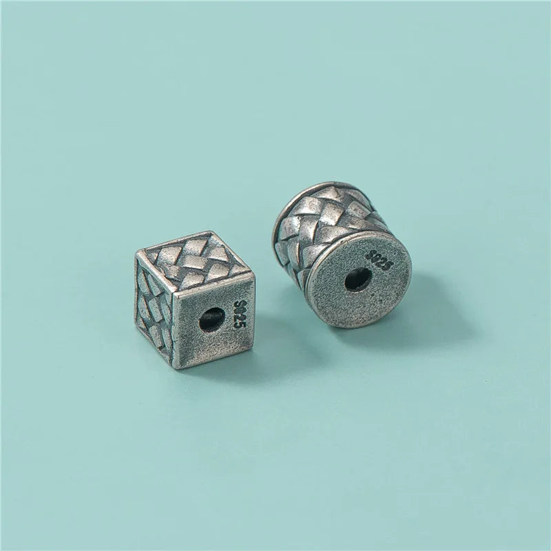 925 Sterling Silver Positioning Tube Beads Diy Bracelet Necklace Square Spacer Beads for Jewelry Making