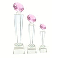 Pink Crystal Diamond Shape Carved Engraved Award Trophy with Fairy Theme