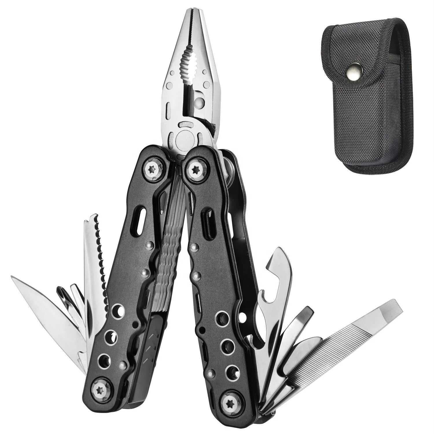 12 in 1 Stainless Steel & Aluminium DIY Multitool Pliers with Screwdriver Pocket-Sized Custom Logo Option for Camping and Gifts