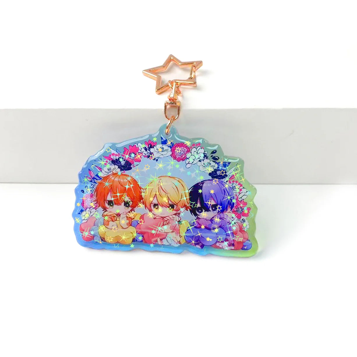 Make Holographic Custom Acrylic Printed Plastic Glitter Clear Charm Custom Acrylic Keychain