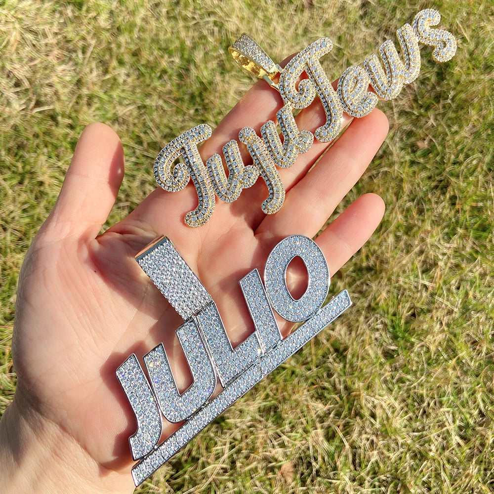 Bling Customized Gold Brass Rope Chain 34g HN359 Ice Letter Name Plate Pendant Word Necklace Trendy Custom Jewelry Weddings