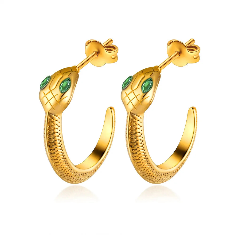 18k Gold Plated Stainless Steel New Snake Earrings
