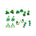 European and American Hot Selling Four-leaf Clover Magic Hat Drop Earrings for St. Patrick's Day Green Acrylic Design