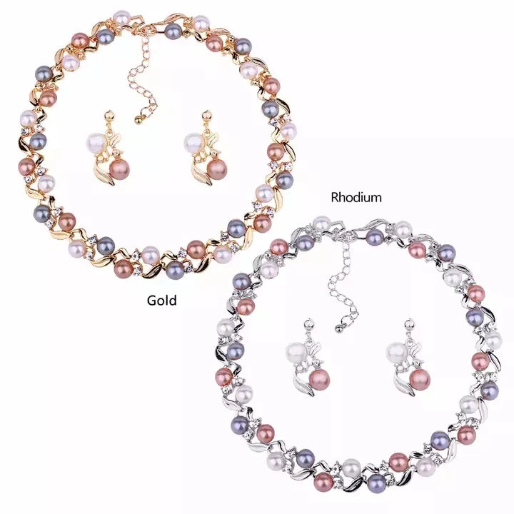 2022 New Arrival Dinner Dance Accessories Temperament All-match Jewelry Set Pearl Necklace Earring Set for Women Girls