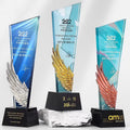 Gold Silver Bronze Metal Wing Crystal Glass Awards Plaque Trophy MH-NJ0302