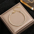 Wholesale Women Jewelry 18K Gold Plated Stainless Steel Crystal Zircon CZ Tennis Bracelet