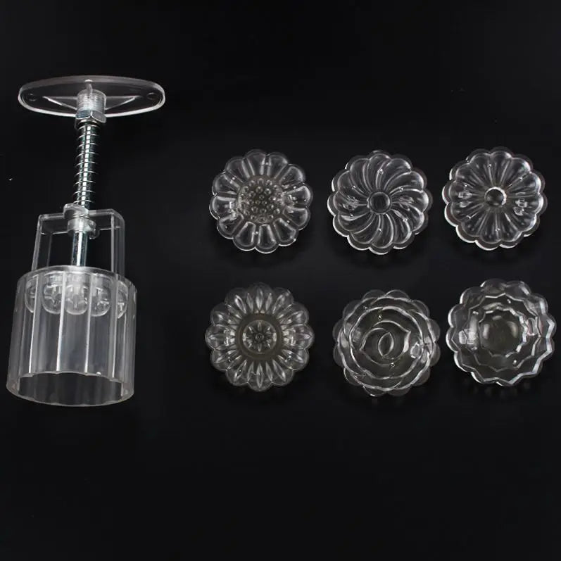 6pcs/set Mooncake Mold Moon Cake Cookie Mould Cutter Hand Pressure Baking Tools