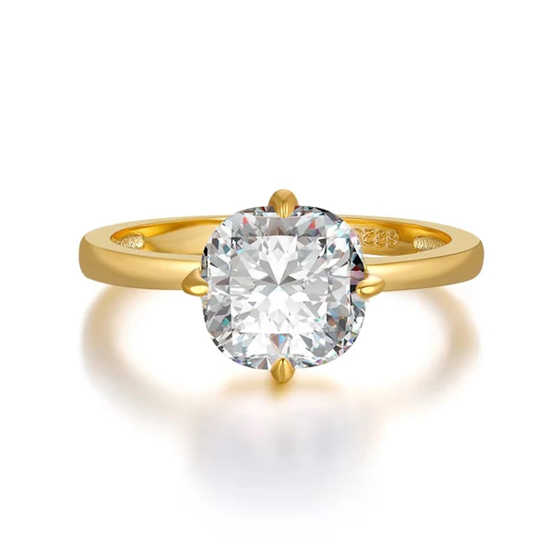 Luxury 925 Sterling Silver Fine Jewelry Engagement Cushion Cut Shiny Zircon Diamond Wedding Promise Rings for Women