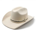 European American Style Autumn Winter New Ribbon Decoration Rolled Brim Wool Cowboy Hat Unisex Felt Cheap Bulk Cowboy Hats