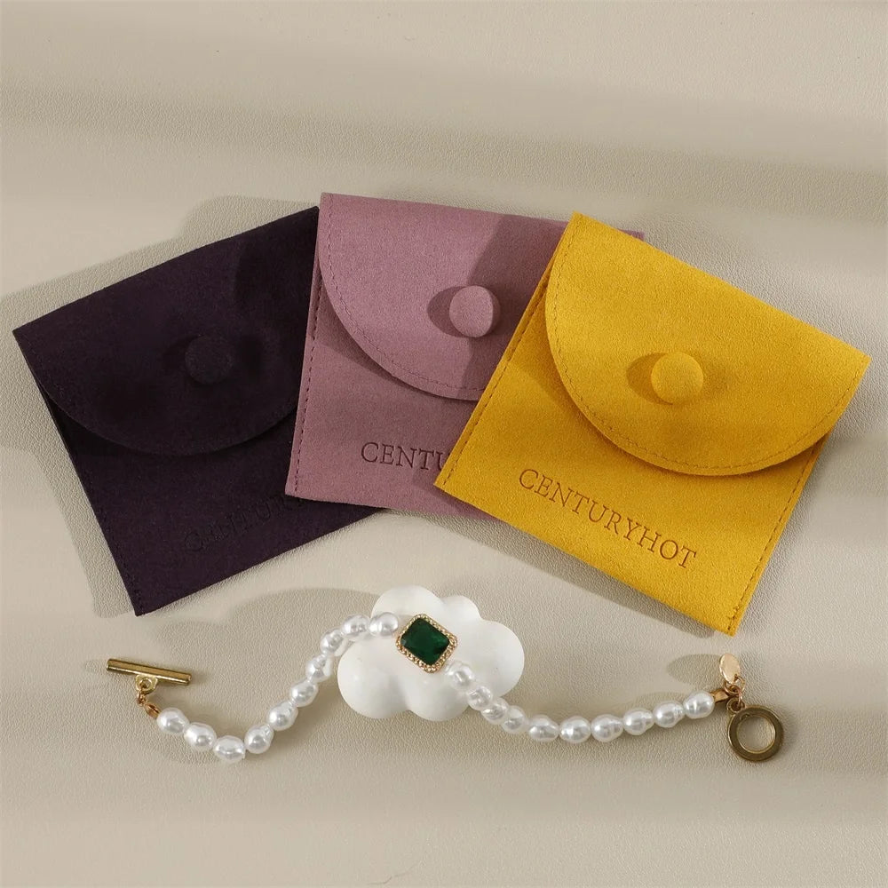 PUPPYSEW Green Microfiber Jewelry Pouch Personalized Jewelry Bag Bracelet Necklace Pouch With Logo