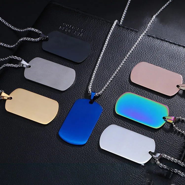G2332 Customize Wholesale Collier Stainless Steel Anti-Loss Pendant Blank Nameplate Dog Tag Necklace Fashion Jewelry Necklaces