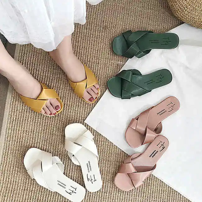 Comfortable Popular Summer Flat Heel Slipper Beach Women Slides Open Toe Ladies Footwear