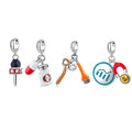 Designer Charms 925 Sterling Silver Microphone Scissors and Brushes Enamel Beads Pendant Jewelry Fit Women Bracelets Necklace