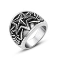 Popular Punk Rock Jewelry Stainless Steel Women Men Pentagram Ring