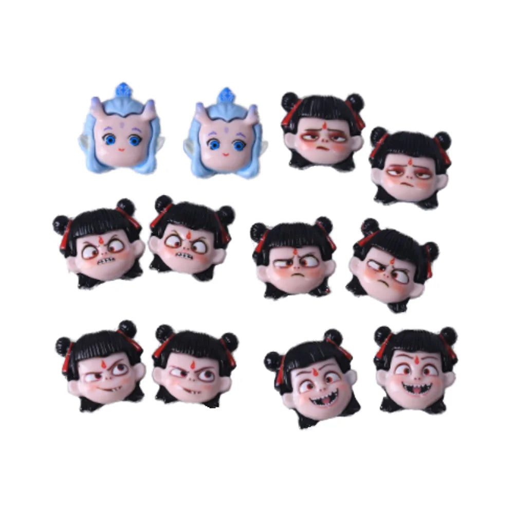 Wholesale Cartoon Nezha Ao Bing People Head Charms Slime Kids Cute Diy Jewelry Hair Accessories Planar Flatback Resin Cabochon