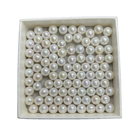 HQ GEMS Half Hole 7-7.5mm Perfect Round Flawless Loose Freshwater Pearls