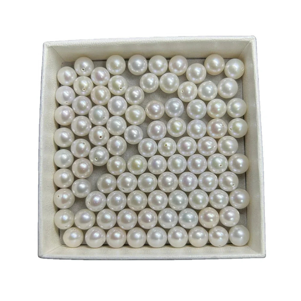 HQ GEMS Half Hole 7-7.5mm Perfect Round Flawless Loose Freshwater Pearls