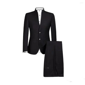Chinese Style Men Suits Tuxedo Custom Made Slim Fit Two Buttons Formal Blazer Wedding Groomsmen Party Prom Marriage 2 Pieces Set