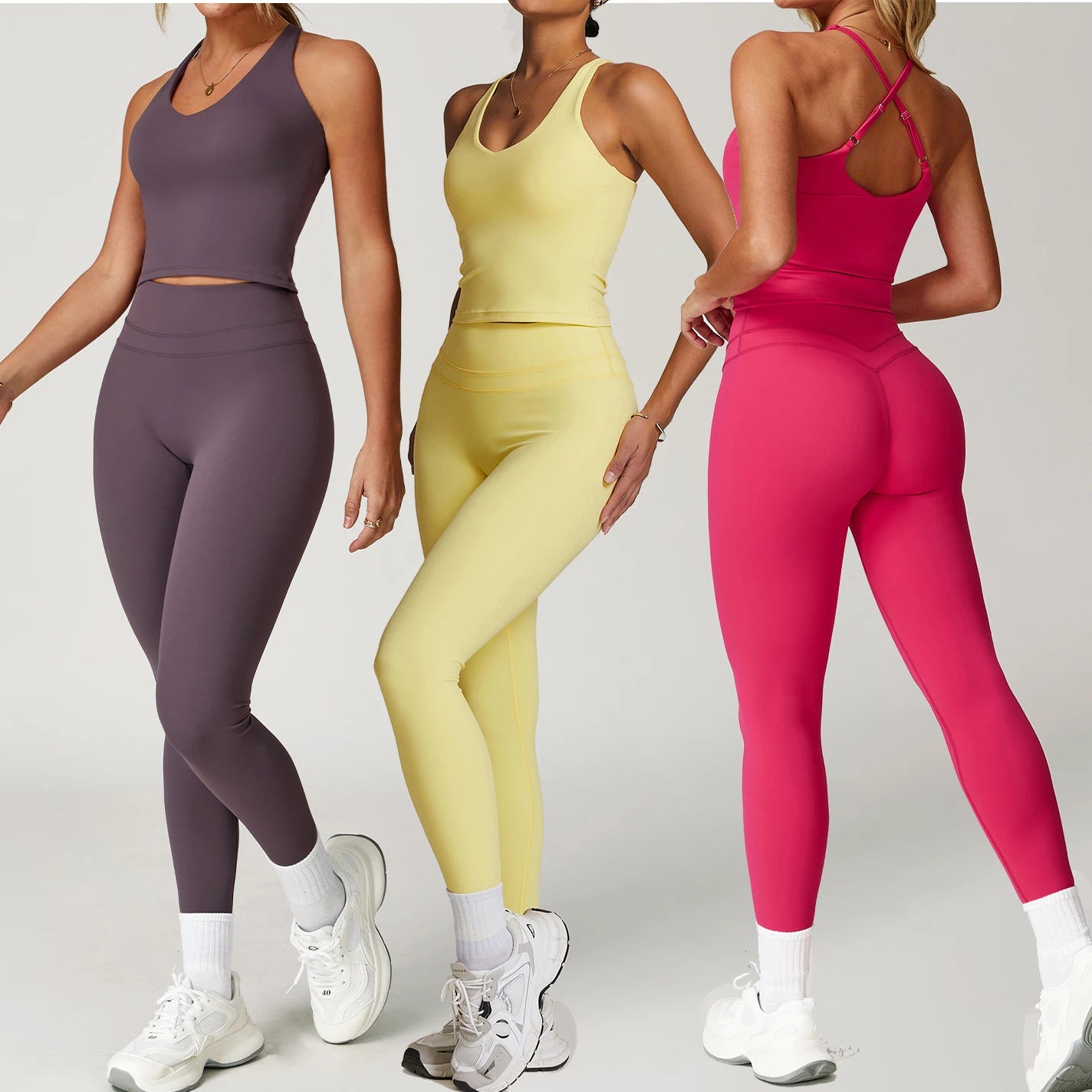 YIYI Full Stocks High Stretchy Comfortable Gym Fitness Sets Quick Dry Workout Set Women Clothing Active Wear Gym Fitness