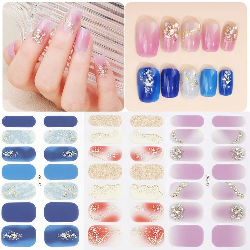 2026 Korea 3D Polish Nail Sticker Supplies Gold Designs Made of Plastic