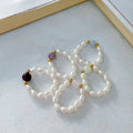 Custom Rings for Women Natural Stone Handmade Beads Amethyst Quartz Lapis Lazuli Freshwater Pearl Elastic Ring