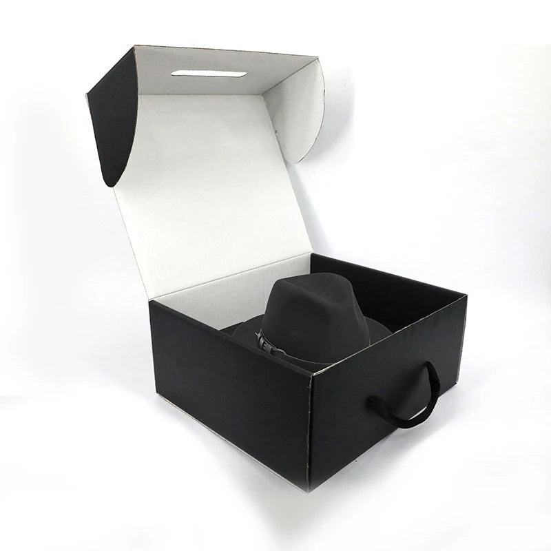 Custom Large Wide Brim Cap Era Fedora Hat Boxes Packaging Wholesale Fedora Hat Shipping Box With Handles