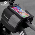 WEST BIKING Bicycle Touch Screen TPU Leather Front Tube Bag Bike Accessories 7 Inch Large Capacity Bike Tube Frame Bag