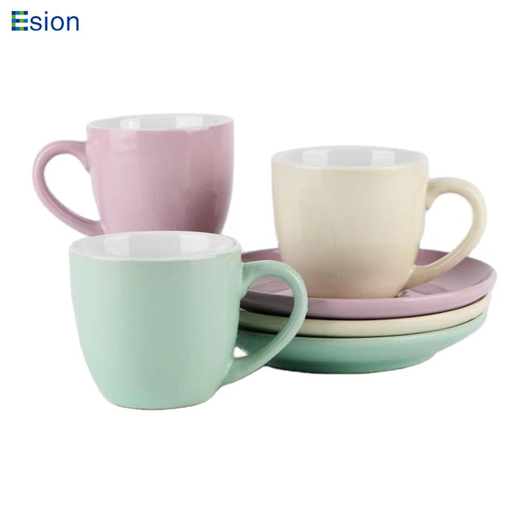 Wholesale Home Coffee Tea Porcelain Ceramic Espresso Coffee Cups and Saucers Set