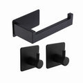 Modern Black Stainless Steel Bathroom Accessories Toilet Paper Holder and Towel Hooks No Drilling for Home & Hotel Use