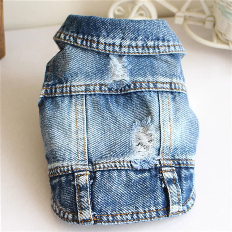 Classic Small Medium Pet Puppy Roupa Jeans Para Pet Clothes Denim Pet Dog Vest Clothes Jean Material Dog Vest