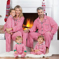 2024 Soft Striped Button Christmas Outfits Long Sleeve Parent-Child Home Wear Turn-Down Collar Christmas Family Pajamas Sets