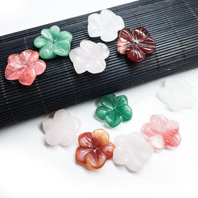 Wholesale Gemstone Accessory Rose Quartz Aventurine Flower Shape Beads for DIY Jewelry Making