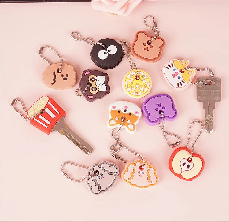 Lot Cute Cartoon Key Holder Plastic Creative Portable Phone Key Bag Children Kid Keychain Decorate