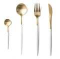 5-Piece Vintage Wedding Cutlery Set Eco-Friendly Rose Gold and Goa Brushed White Flatware Cutipol Brand with Rose Gold Plating