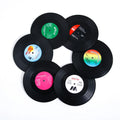 Drink Table Placemats Heat-resistant Nonslip Creative Heating Tin Cup Music Vinyl Record Coasters with Record Player Holder