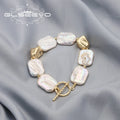 Freshwater Baroque Square Pearl Personality Bracelet 18K Gold Plated Geometric Luxury for Woman Mom Bracelet Trendy Jewelry