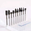 DL Industrial Grade 10-Piece Rotary Carbide Burr Set Different File & Rasp Blank Tungsten Carbide