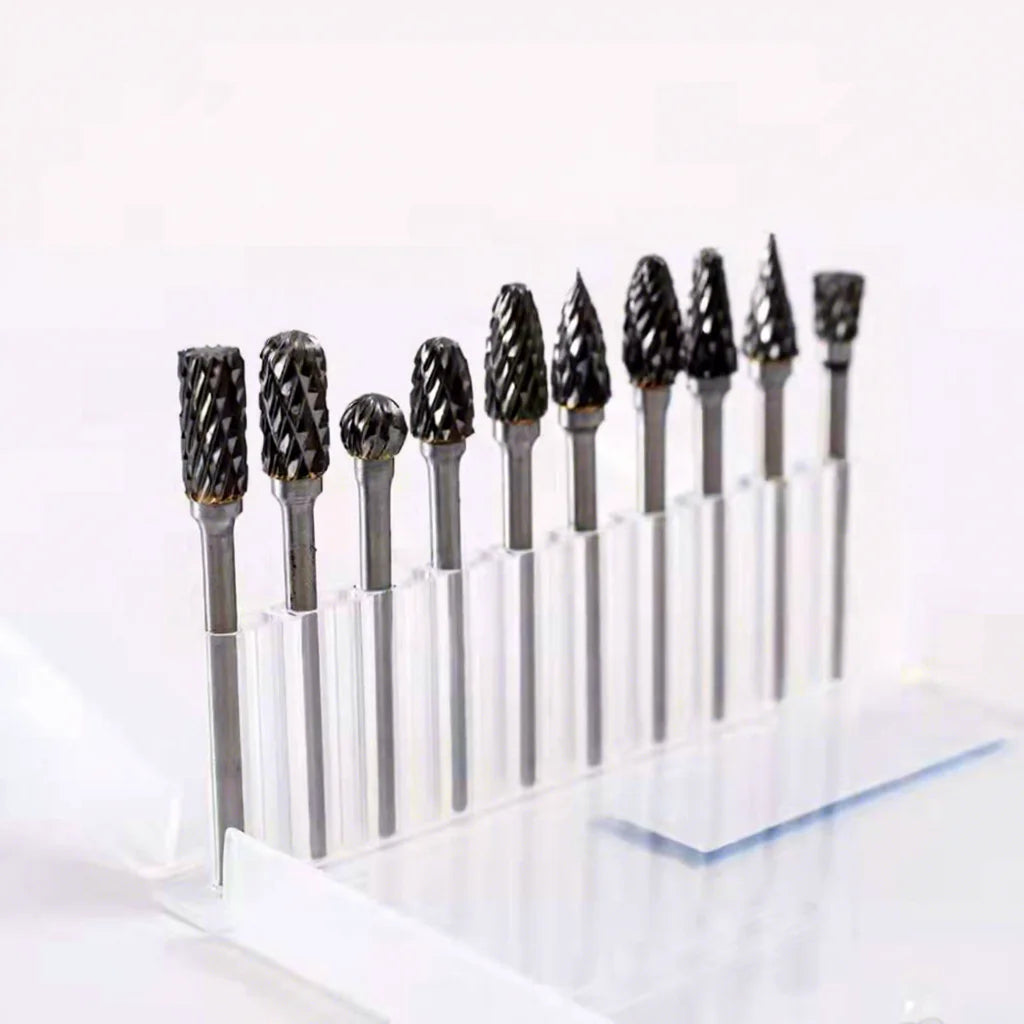 DL Industrial Grade 10-Piece Rotary Carbide Burr Set Different File & Rasp Blank Tungsten Carbide