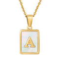 Simple Fashion 18K Gold Plated Stainless Steel 26 Letters Pendant Necklace Link Chain Stylish Stereoscopic Shell Letter Necklace