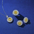 New Fashion Classic Yellow Diamond Summer Flower Daisy Bauhinia Jewelry Set for Women