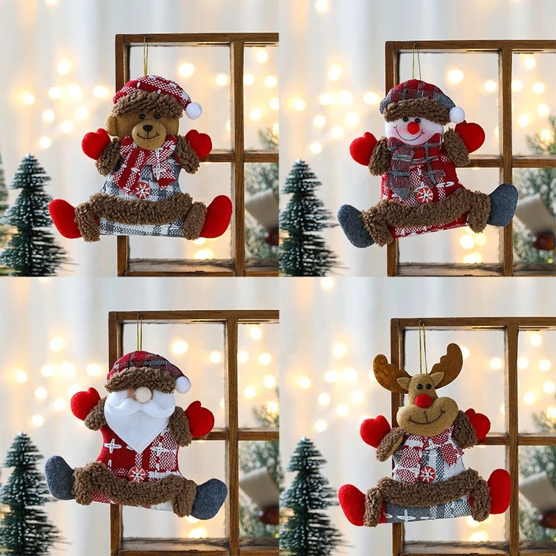 Christmas Tree Pendant Creative Santa Claus Snowman Figure Fabric Doll Mall Outdoor Hanging Decorations