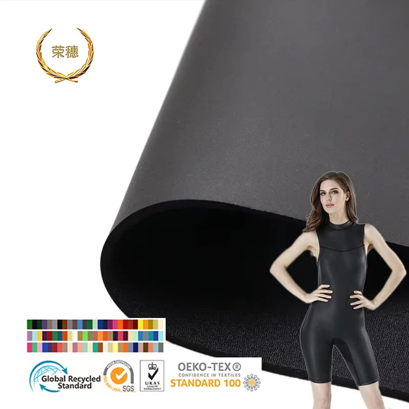 Custom Eco Friendly Waterproof CR Smooth Skin Smooth Surface PU Leather Nylon Surf Clothes scuba Stretched Neoprene Fabric