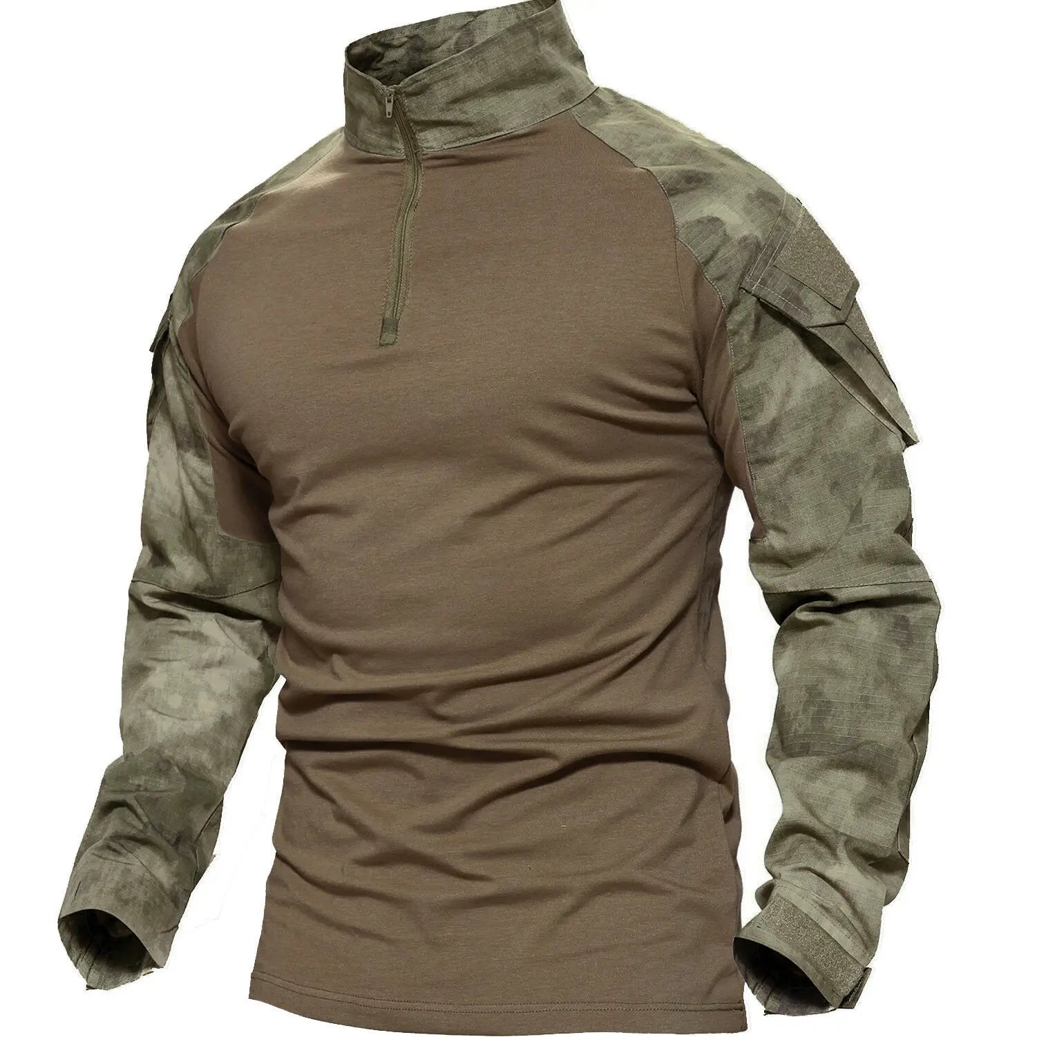 Durable Men's ATACS Pullover T-Shirt in Polyester Wholesale Tactical Shirt for Personal Defense Equipment