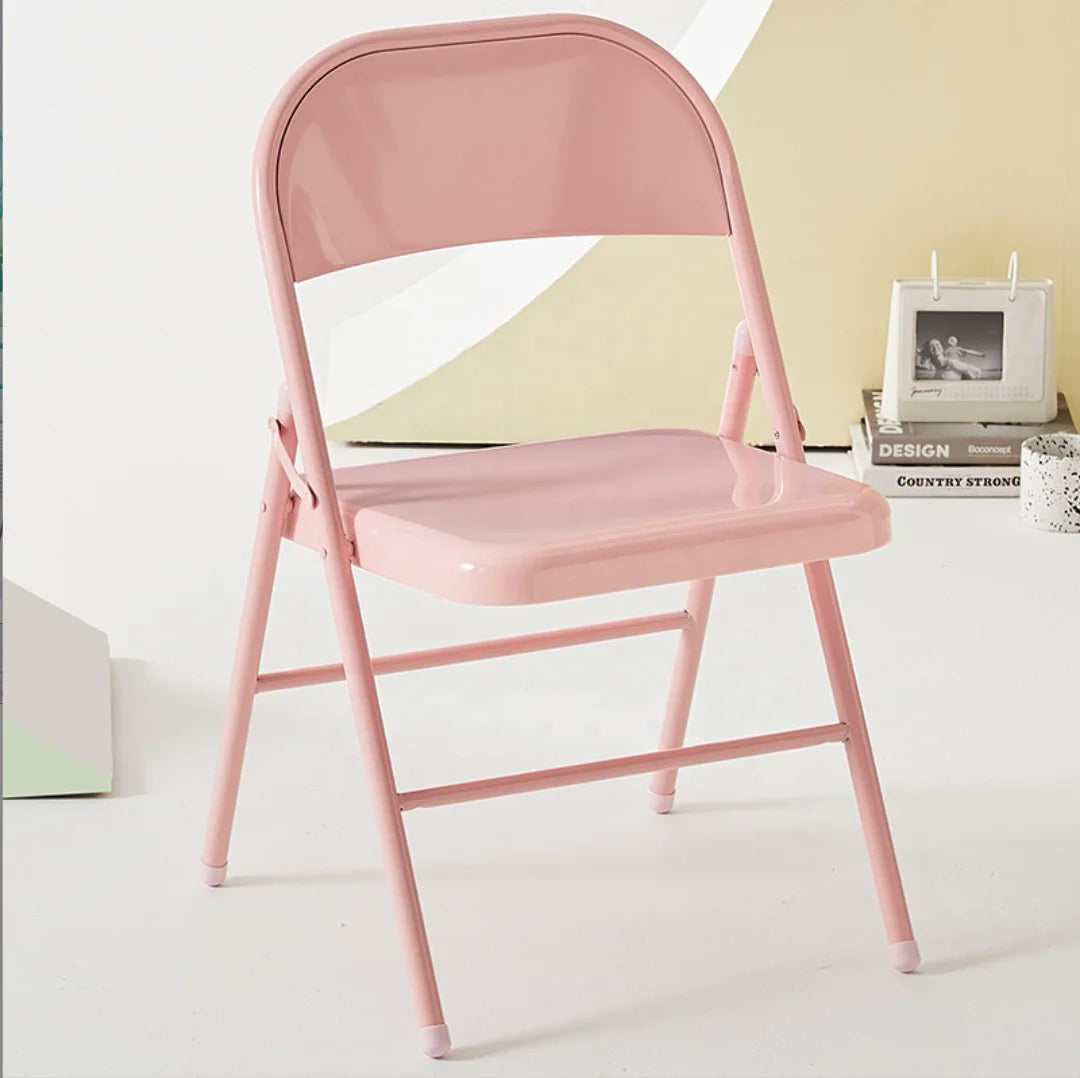 Modern Home Office Steel Chair Triple Braced & Double Hinged Back 350 Pounds Metal Frame Folding Mounted for Outdoor Hotels