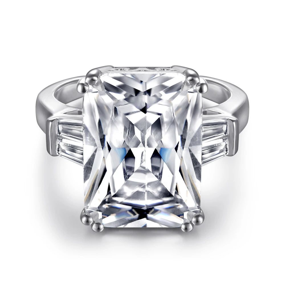 OAHLAN Fine Jewelry 10 Ct Princess Cut White / Pink Cubic Zircon Women Engagement Ring 925 Sterling Silver Rings Wholesale