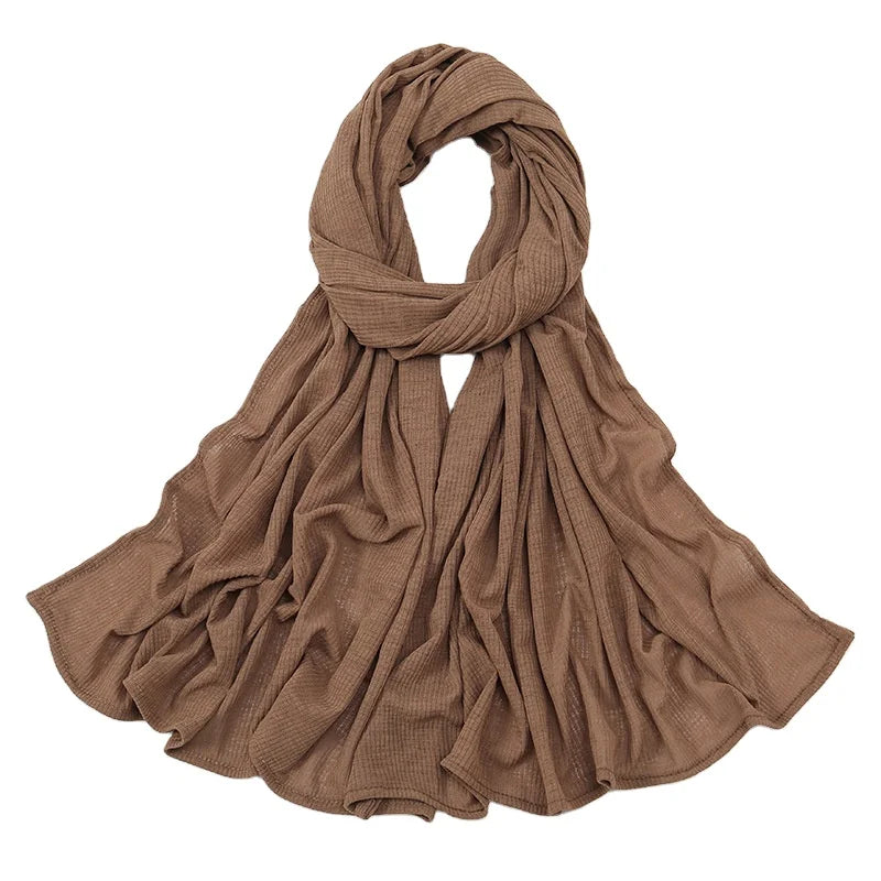 New Fashion Ribbed Knit Women's Muslim Hijab Scarf 12 Colors 170x70cm All Seasons Plain Shawl