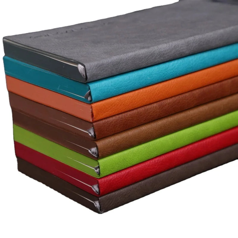 2026 OEM Wholesale B5 Size Flexible PU Leather Hard Cover Business Notebook with Color Edge Cardboard Perfect Binding