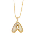3d Bubble Letter Necklace Bling 26 Alphabet Initial Necklace with Shiny Cz