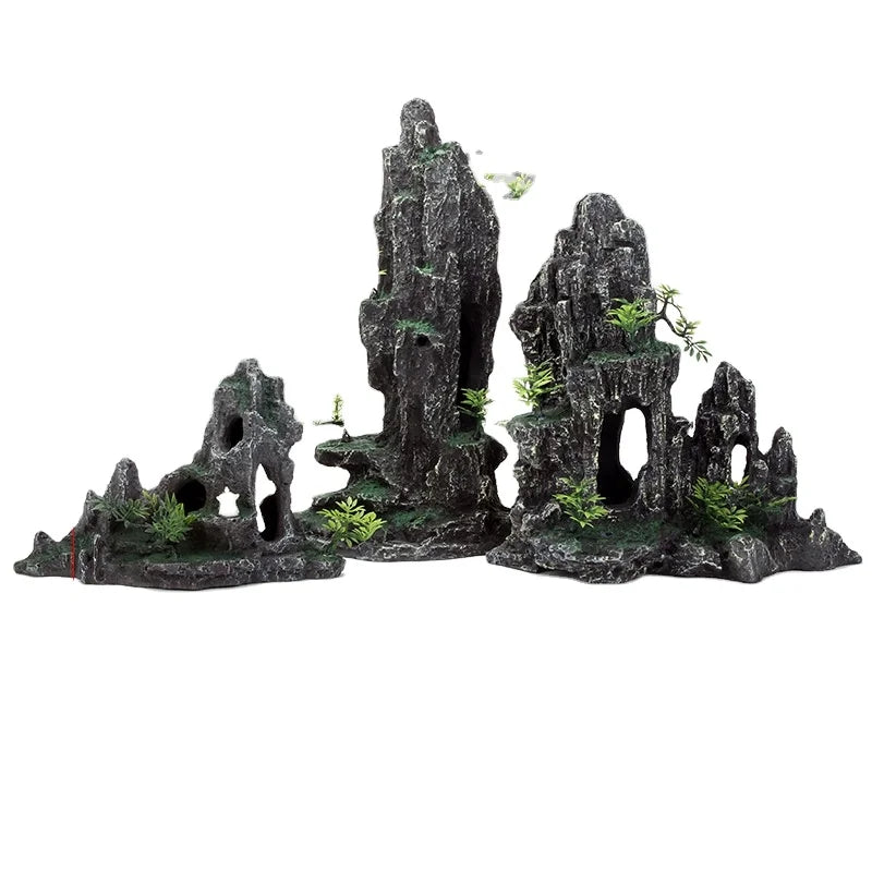 Large Fish Tank Decorations underwater treasure model Mountain Aquarium Ornament Tree House Cave Bridge Fish Tank Decoration