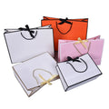 Custom Printed Paper Bags Cardboard Luxury White Paper Gift Bag With Ribbon Bow for Shopping Bag With Your Own Logo